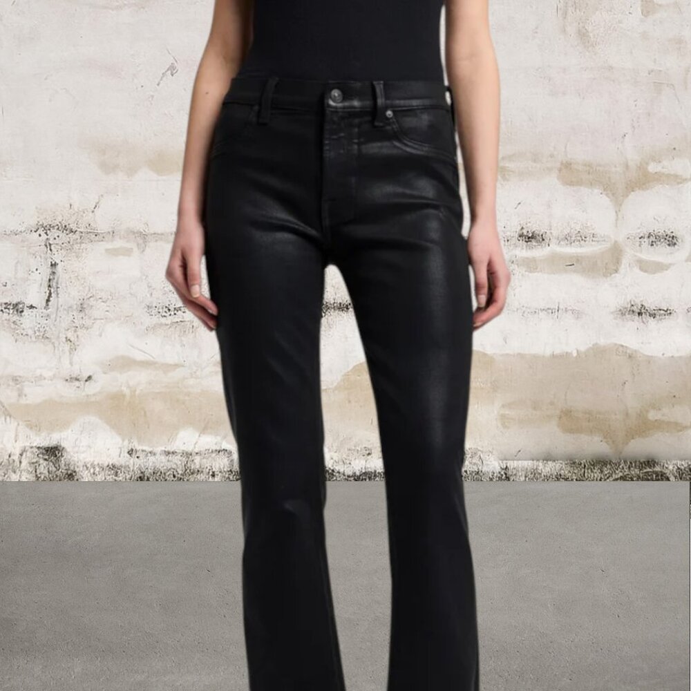 7 For All Mankind Women's Coated Black Denim Jeans Size 27